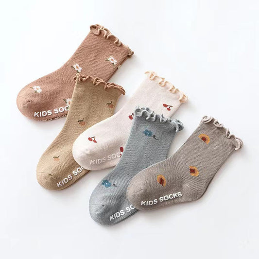 MyKids-USA® Kids Floral Print Sock 1 Lot = 5 Pairs