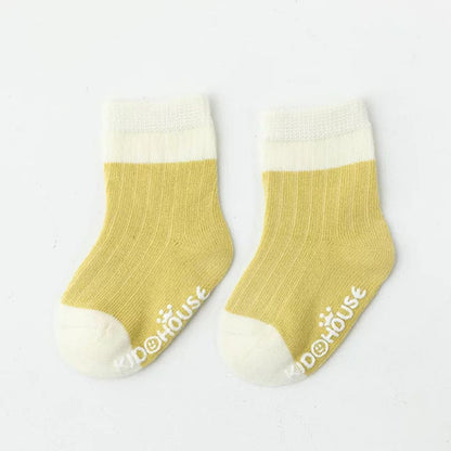 MyKids-USA® Baby Two Colors Contrast Boneless Bottom Dispensing Socks 1 Lot = 5 Pairs
