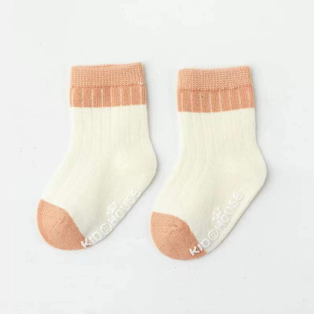 MyKids-USA® Baby Two Colors Contrast Boneless Bottom Dispensing Socks 1 Lot = 5 Pairs