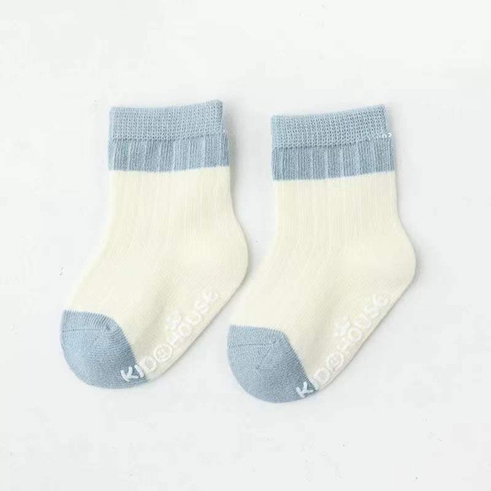 MyKids-USA® Baby Two Colors Contrast Boneless Bottom Dispensing Socks 1 Lot = 5 Pairs