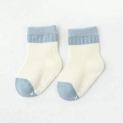 MyKids-USA® Baby Two Colors Contrast Boneless Bottom Dispensing Socks 1 Lot = 5 Pairs