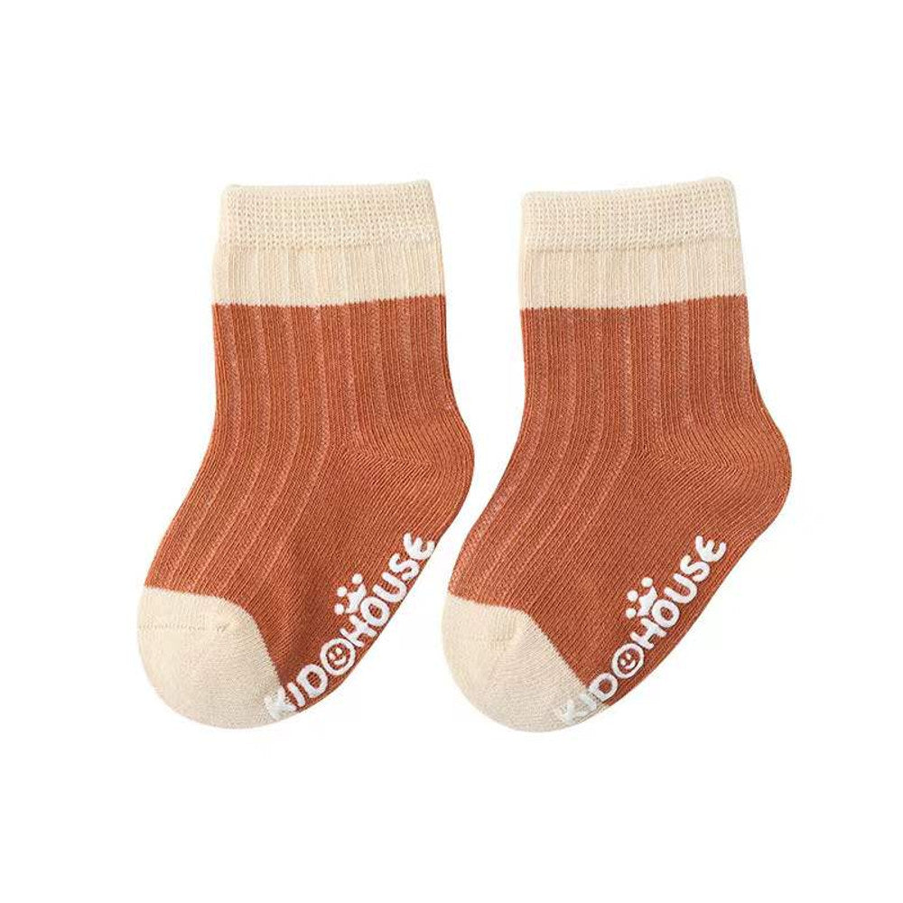 MyKids-USA® Baby Two Colors Contrast Boneless Bottom Dispensing Socks 1 Lot = 5 Pairs