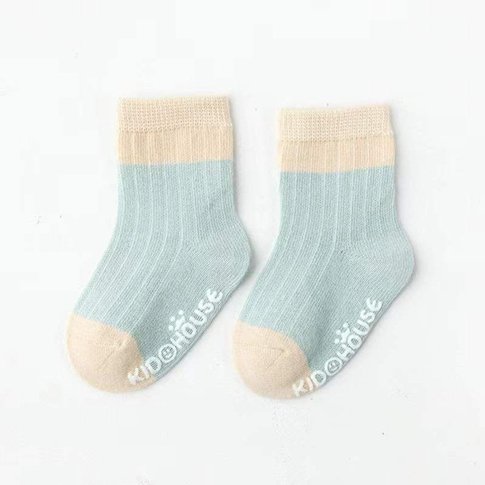 MyKids-USA® Baby Two Colors Contrast Boneless Bottom Dispensing Socks 1 Lot = 5 Pairs