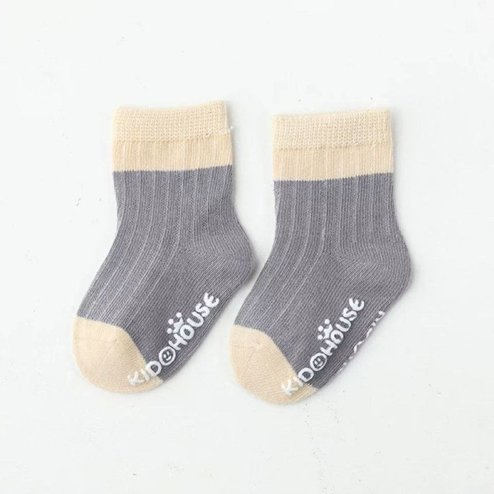 MyKids-USA® Baby Two Colors Contrast Boneless Bottom Dispensing Socks 1 Lot = 5 Pairs
