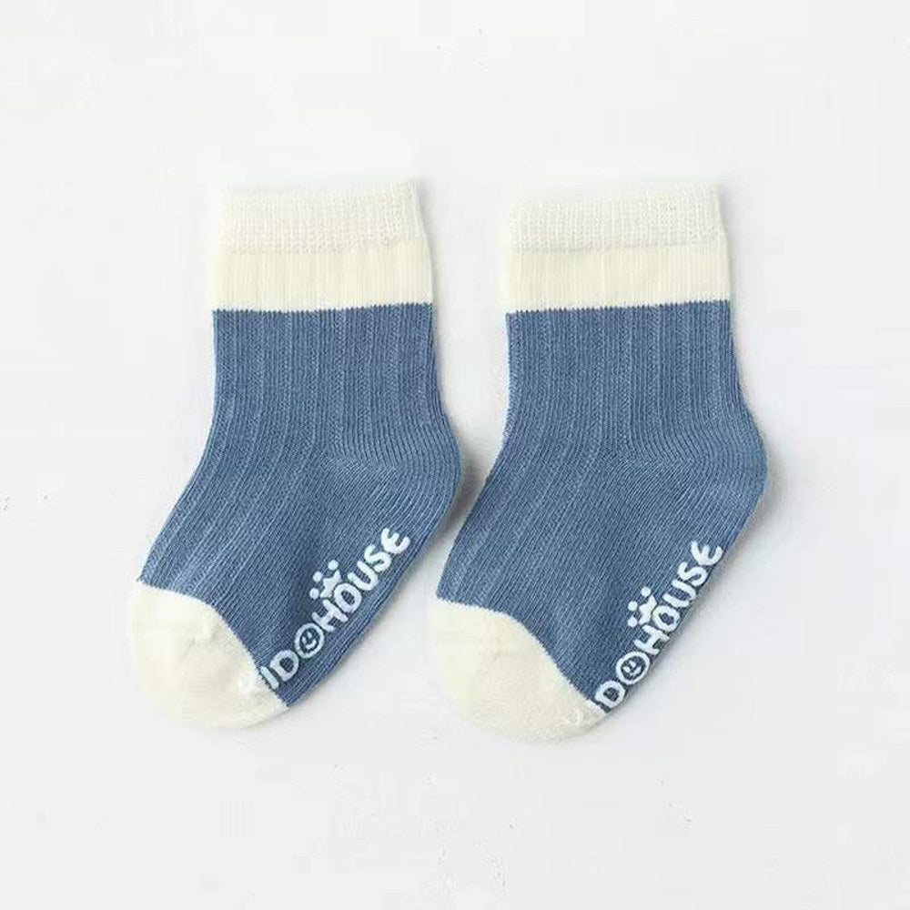 MyKids-USA® Baby Two Colors Contrast Boneless Bottom Dispensing Socks 1 Lot = 5 Pairs