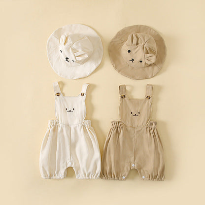 MyKids-USA® Baby Boys And Girls Stereoscopic Bear Sleeveless Straps Shorts With Sun Hat Sets In Summer