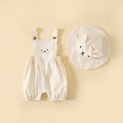 MyKids-USA® Baby Boys And Girls Stereoscopic Bear Sleeveless Straps Shorts With Sun Hat Sets In Summer