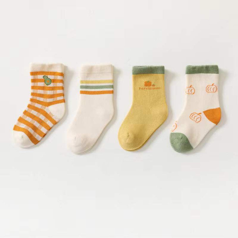 MyKids-USA® Baby Unisex 1Lot=4 Pairs Smile With House Pattern Socks