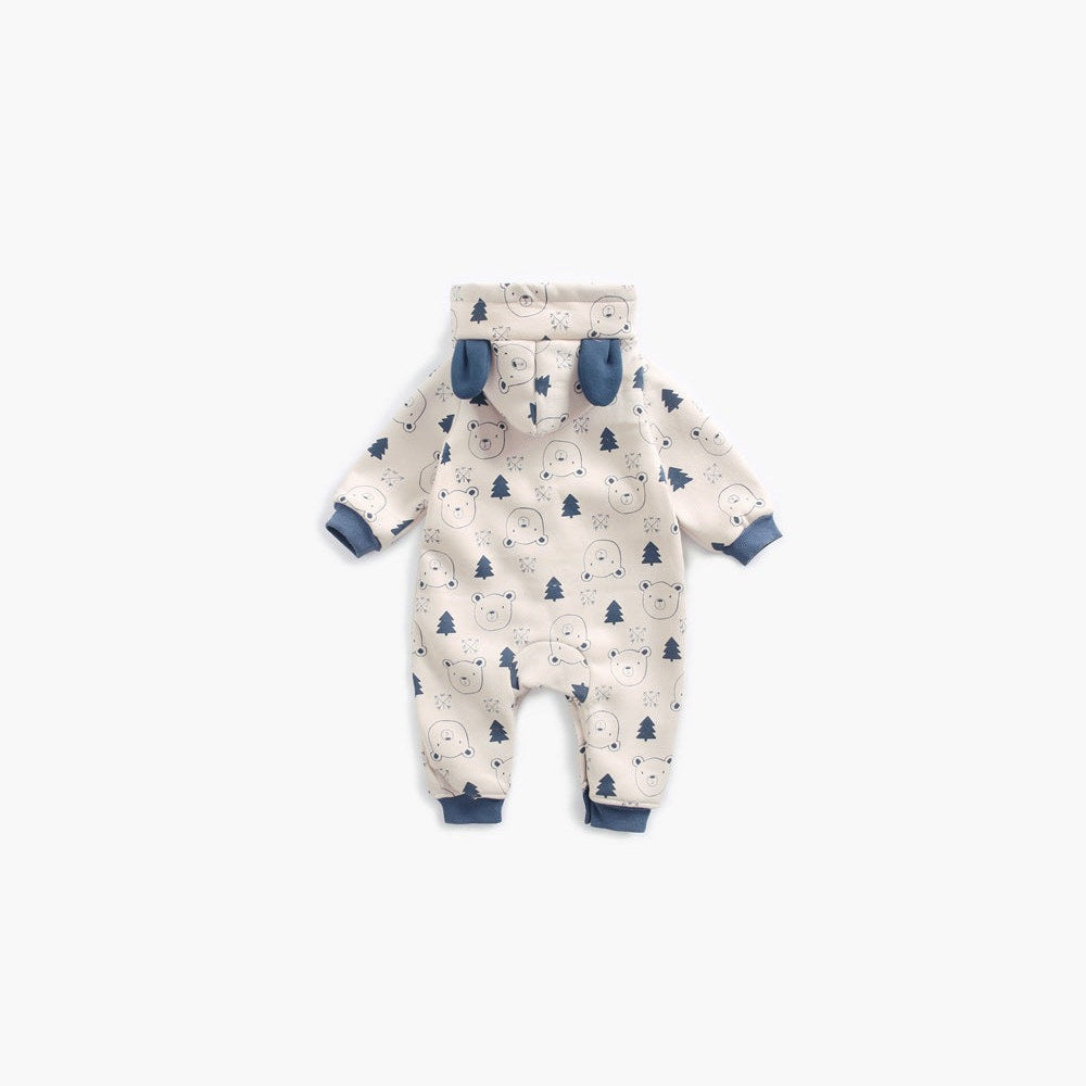 MyKids-USA® Baby Cartoon Animal Graphic Snap Button Thick Rompers With Hat