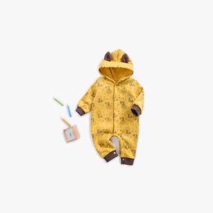 MyKids-USA® Baby Cartoon Animal Graphic Snap Button Thick Rompers With Hat