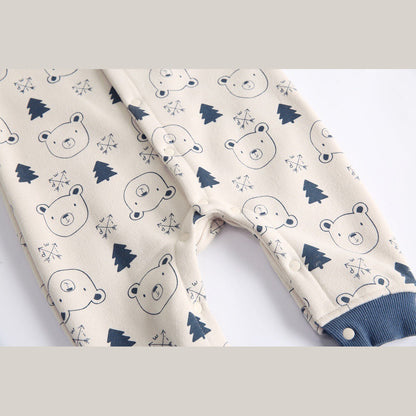 MyKids-USA® Baby Cartoon Animal Graphic Snap Button Thick Rompers With Hat