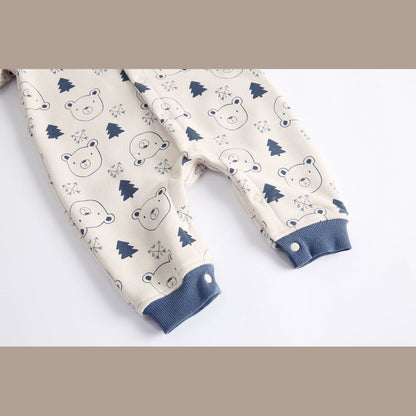 MyKids-USA® Baby Cartoon Animal Graphic Snap Button Thick Rompers With Hat