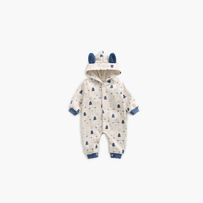 MyKids-USA® Baby Cartoon Animal Graphic Snap Button Thick Rompers With Hat