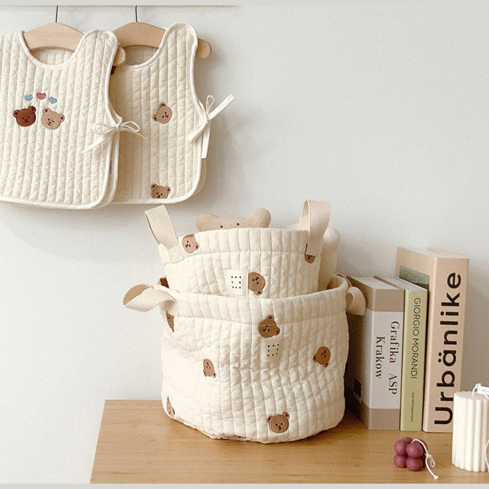 MyKids-USA® Baby Embroidered Pattern Baby Bottle Storage Basket