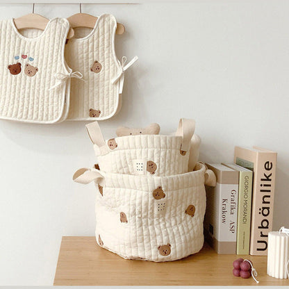MyKids-USA® Baby Embroidered Pattern Baby Bottle Storage Basket