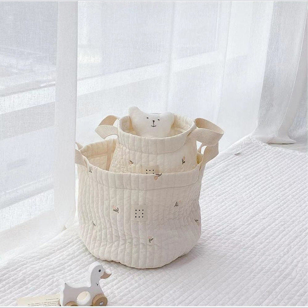 MyKids-USA® Baby Embroidered Pattern Baby Bottle Storage Basket