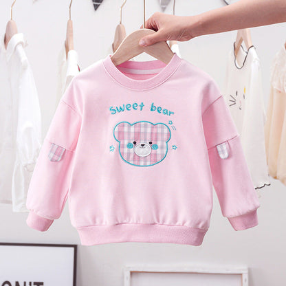 MyKids-USA® Baby Cartoon Bear Patched Graphic Kids Valentine’ Day Clothes Pullover Hoodies