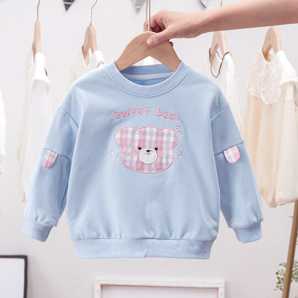 MyKids-USA® Baby Cartoon Bear Patched Graphic Kids Valentine’ Day Clothes Pullover Hoodies