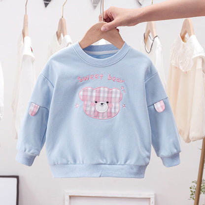 MyKids-USA® Baby Cartoon Bear Patched Graphic Kids Valentine’ Day Clothes Pullover Hoodies