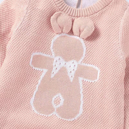 MyKids-USA® Baby Cartoon Bunny Embroidered Graphic Solid Warm Rompers With Hat