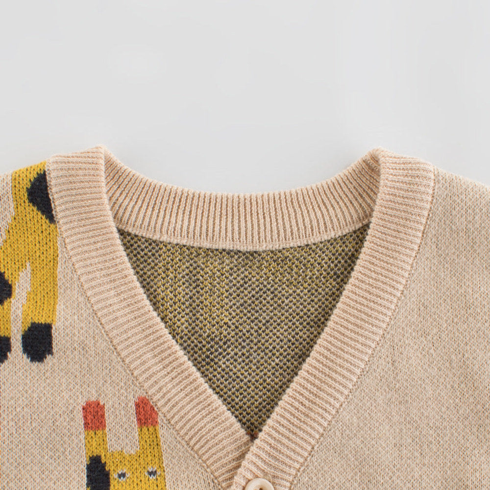 MyKids-USA® Baby Cartoon Deer Pattern Single Breasted Design V-Neck Cardigan