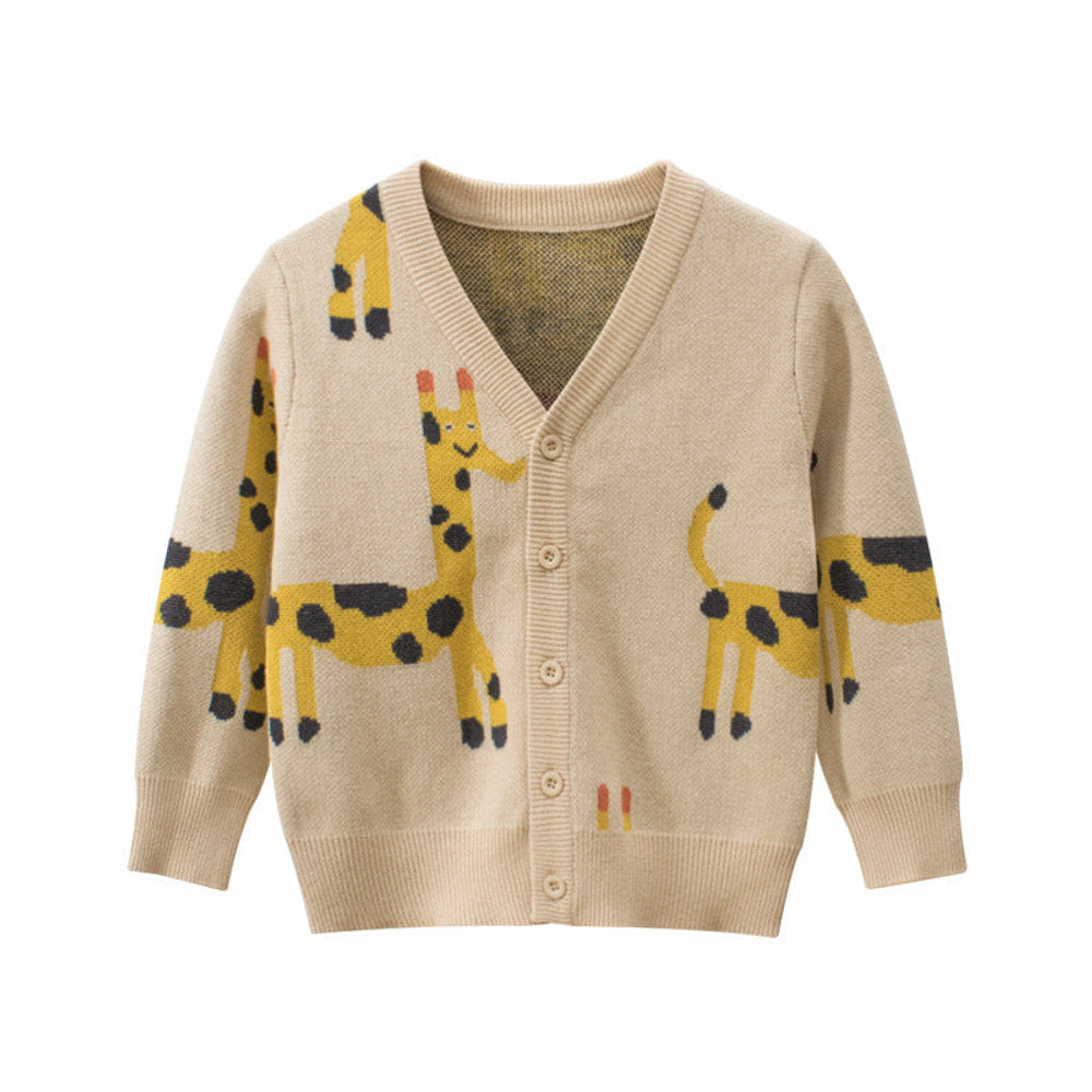 MyKids-USA® Baby Cartoon Deer Pattern Single Breasted Design V-Neck Cardigan
