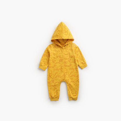 MyKids-USA® Baby Cartoon Dinosaur Graphic Snap Button Thin Style Rompers With Hat