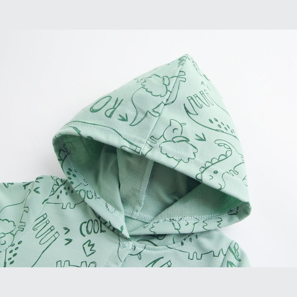 MyKids-USA® Baby Cartoon Dinosaur Graphic Snap Button Thin Style Rompers With Hat