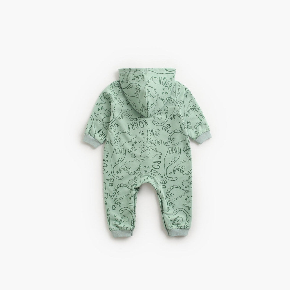 MyKids-USA® Baby Cartoon Dinosaur Graphic Snap Button Thin Style Rompers With Hat