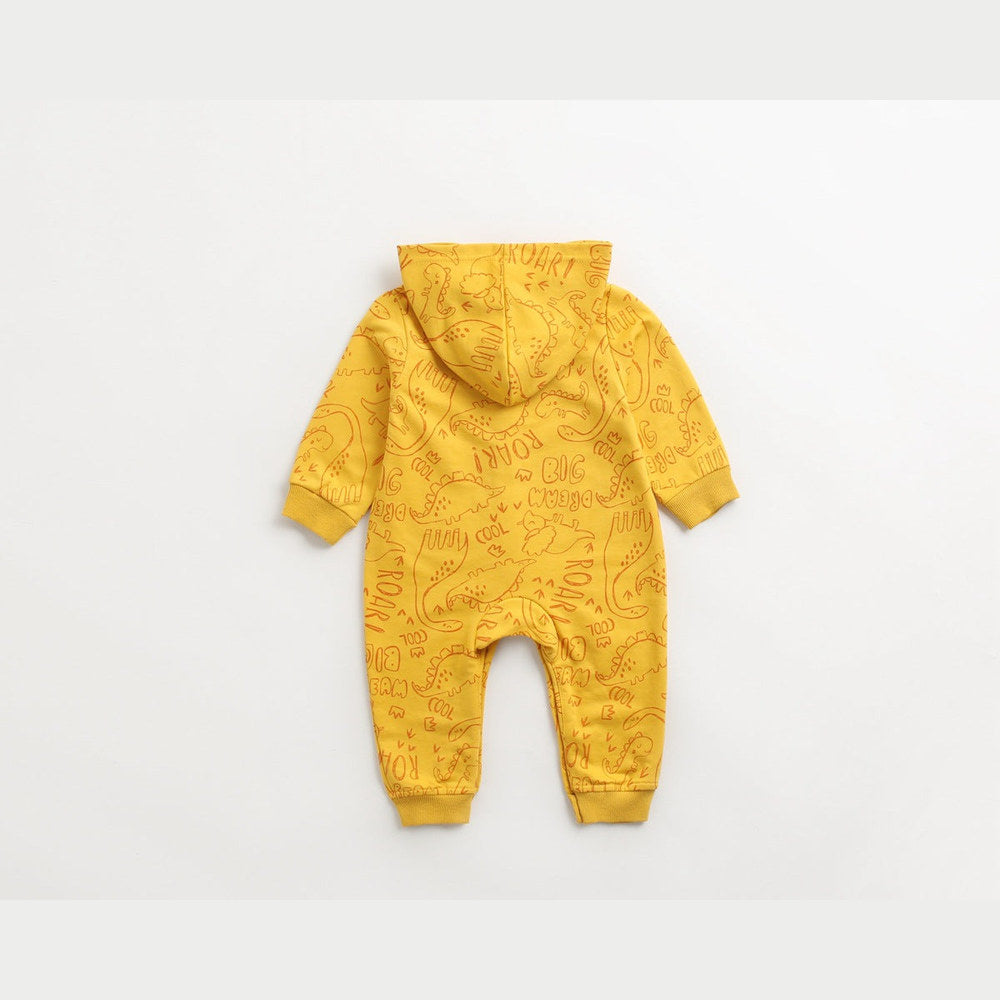 MyKids-USA® Baby Cartoon Dinosaur Graphic Snap Button Thin Style Rompers With Hat