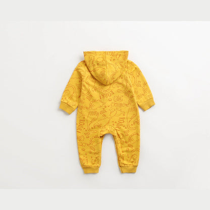 MyKids-USA® Baby Cartoon Dinosaur Graphic Snap Button Thin Style Rompers With Hat