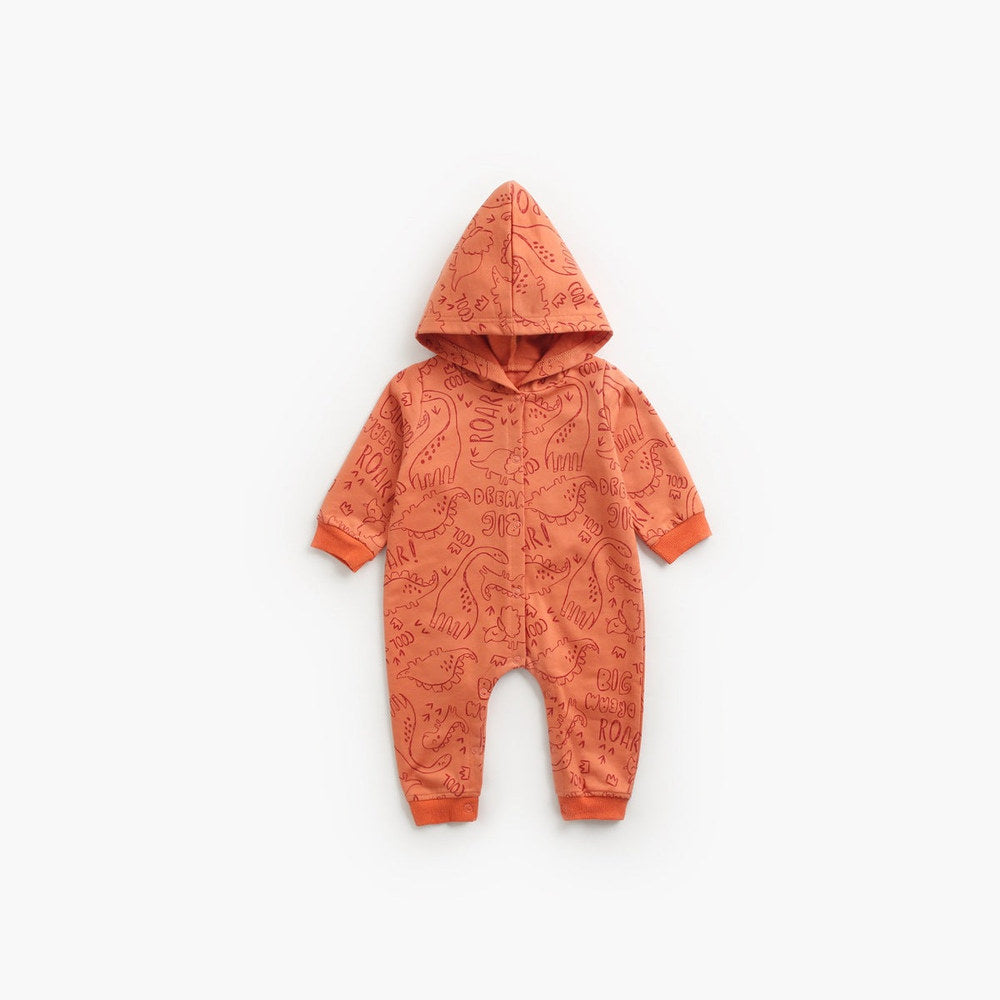MyKids-USA® Baby Cartoon Dinosaur Graphic Snap Button Thin Style Rompers With Hat