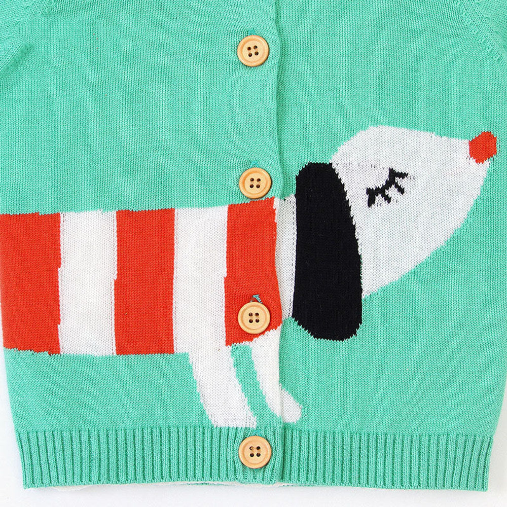 MyKids-USA® Baby Cartoon Dog Pattern Colorful Contrast Design Cardigan