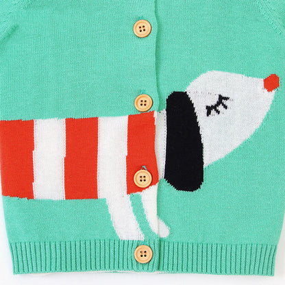 MyKids-USA® Baby Cartoon Dog Pattern Colorful Contrast Design Cardigan