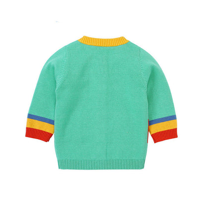 MyKids-USA® Baby Cartoon Dog Pattern Colorful Contrast Design Cardigan