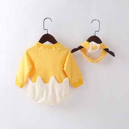 MyKids-USA® Baby Cartoon Egg Shape Design Long Sleeved Cute Bodysuit With Headband
