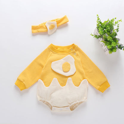MyKids-USA® Baby Cartoon Egg Shape Design Long Sleeved Cute Bodysuit With Headband