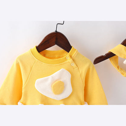 MyKids-USA® Baby Cartoon Egg Shape Design Long Sleeved Cute Bodysuit With Headband