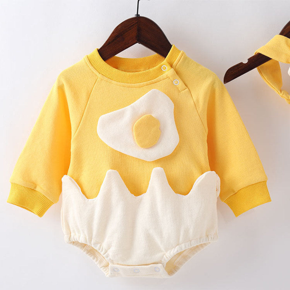MyKids-USA® Baby Cartoon Egg Shape Design Long Sleeved Cute Bodysuit With Headband