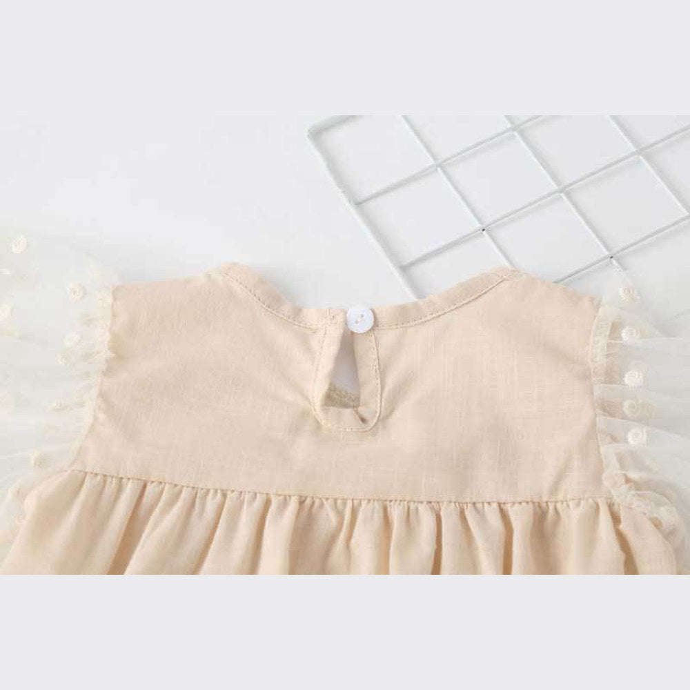 MyKids-USA® Baby Girl Lace-Sleeved Combo Lace-Collared Solid bodysuit