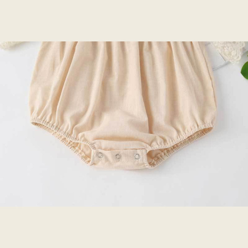 MyKids-USA® Baby Girl Lace-Sleeved Combo Lace-Collared Solid bodysuit