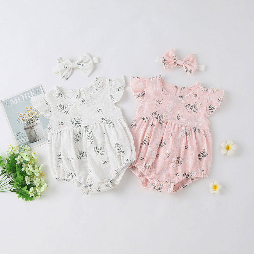 MyKids-USA® Baby Girl Floral Print Round-Collared Combo Headband