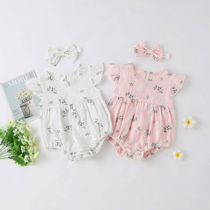 MyKids-USA® Baby Girl Floral Print Round-Collared Combo Headband