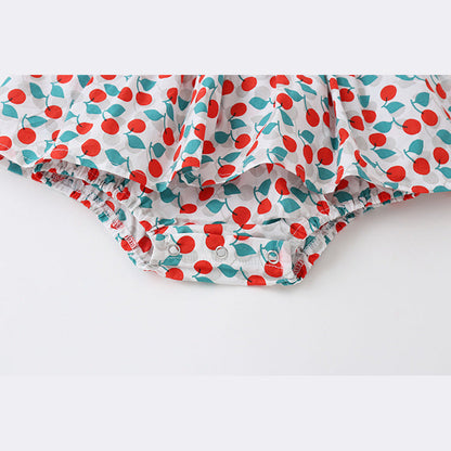 MyKids-USA® Baby Girl Cherry Print Sleeveless bodysuit With Headband