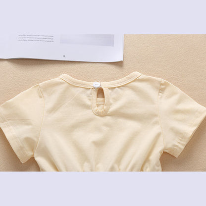 MyKids-USA® Baby Girl Embroidery Daisy Short-Sleeved Round Collar Dress