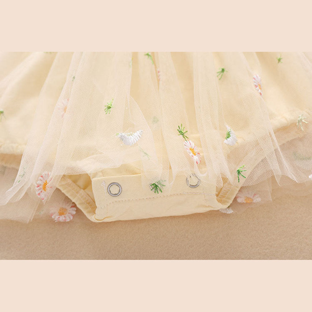 MyKids-USA® Baby Girl Embroidery Daisy Short-Sleeved Round Collar Dress
