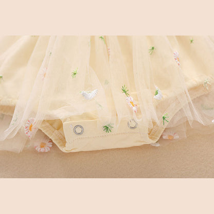 MyKids-USA® Baby Girl Embroidery Daisy Short-Sleeved Round Collar Dress