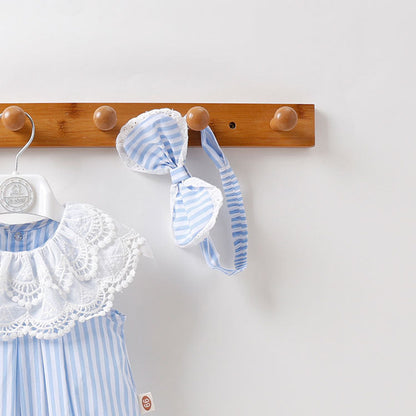 MyKids-USA® Baby Girl Stripped Pattern Ruffles Collar bodysuit