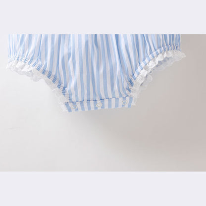 MyKids-USA® Baby Girl Stripped Pattern Ruffles Collar bodysuit