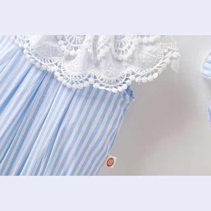 MyKids-USA® Baby Girl Stripped Pattern Ruffles Collar bodysuit